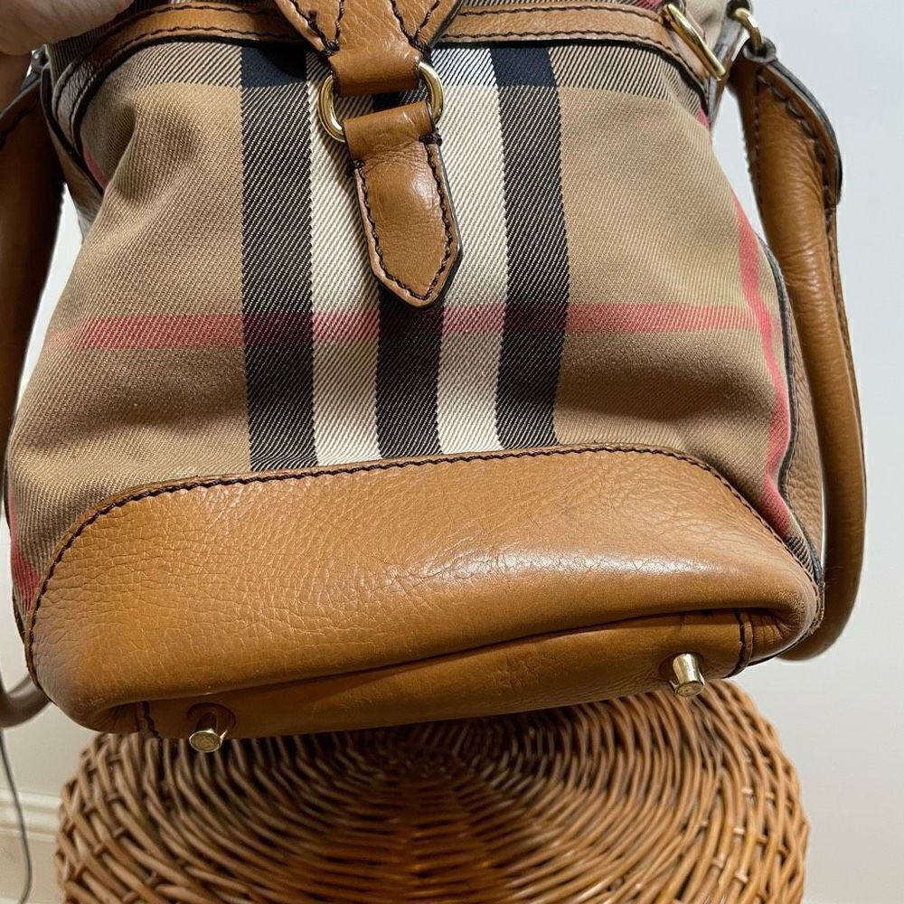 Burberry Nova Check Baby Bag Oversized Travel Duffle Purse Canvas Leather - Picture 7 of 16